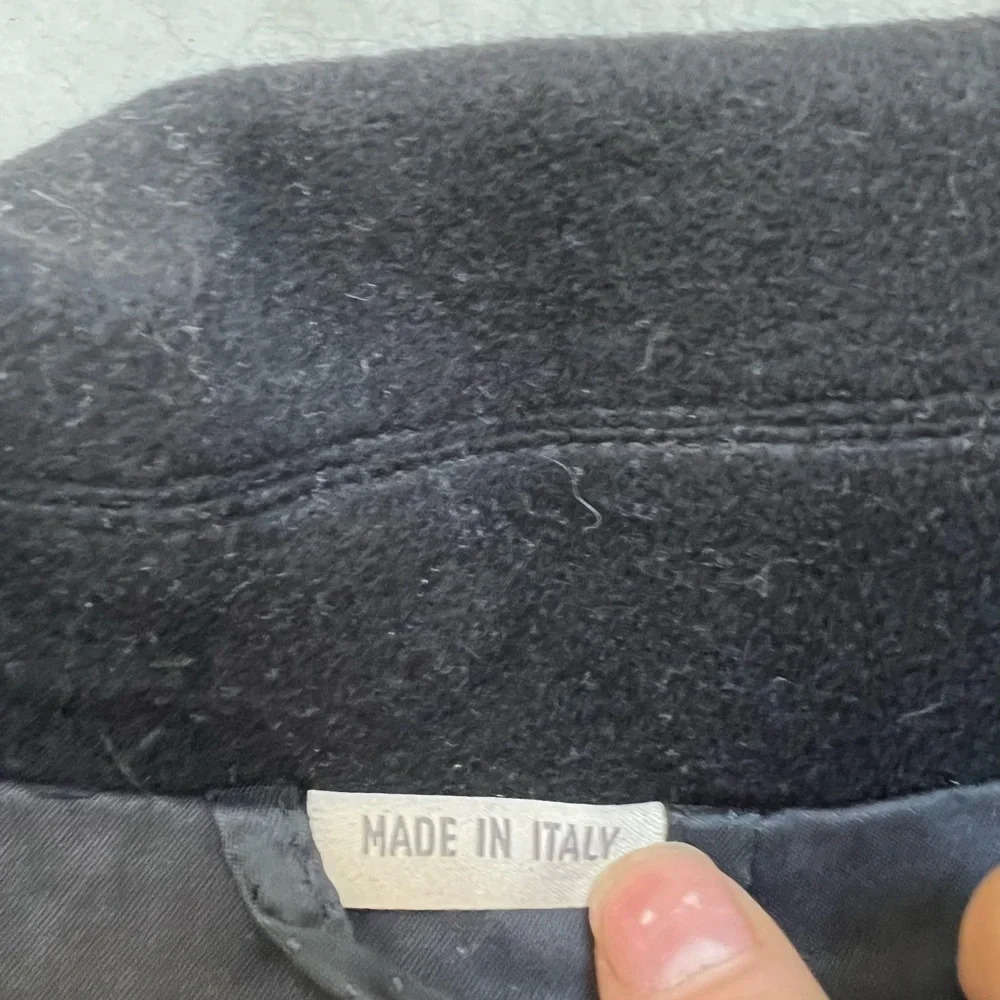 Marithe Francois Girbaud Angora Virgin Wool Double Breasted Black Coat Size 8 - Picture 9 of 10